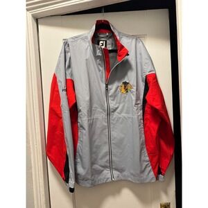 FootJoy DryJoys Hydrolite Chicago Blackhawks Golf Rain Jacket Mens XL Grey Red